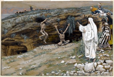 الرجلين المملوكين بأرواح غير نظيفة ، توضيح لحياة المسيح ، c.1884-96 (مرحاض وغواش على ورق مقوى) بواسطة جيمس جاك جوزيف تيسو
