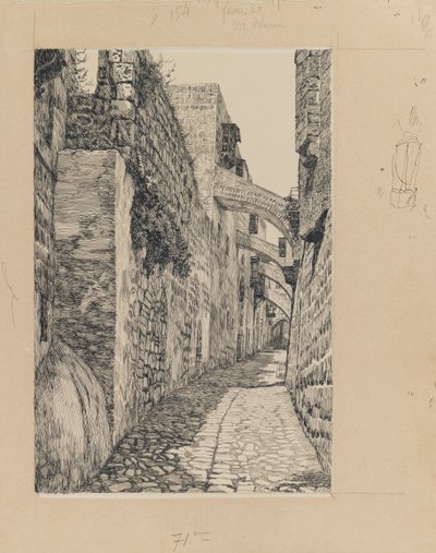 عبر Dolorosa ، القدس ، رسم توضيحي من حياة ربنا يسوع المسيح (حبر وجرافيت على ورق مقوى) بواسطة جيمس جاك جوزيف تيسو