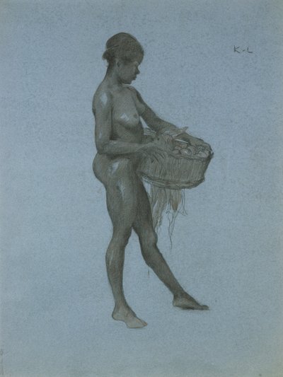 الزنجي يحمل سلة من الخضار (فحم على ورق) بواسطة جيمس كير لوسون