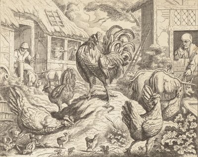 الديك والحجر الثمين ، من أساطير إيسوب ، كاليفورنيا. 1760. بواسطة جيمس كيرك