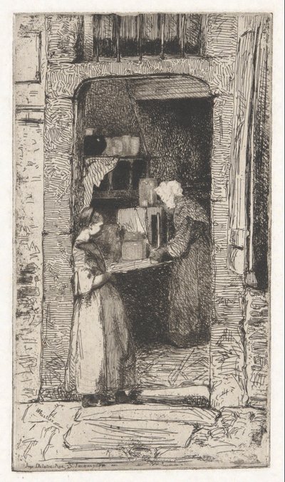 La Marchande de Moutarde (بائع الخردل) ، من المجموعة الفرنسية (Douze Eaux-Fortes d بواسطة جيمس أبوت ماكنيل ويسلر