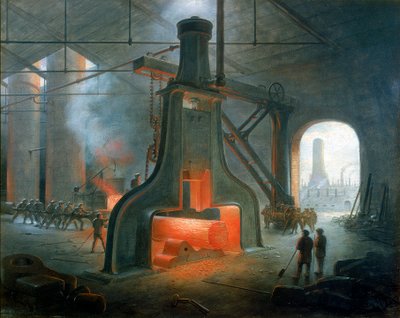 أقيمت مطرقة البخار لجيمس ناسميث في مسبكه بالقرب من مانشستر عام 1832 بواسطة جيمس ناسميث