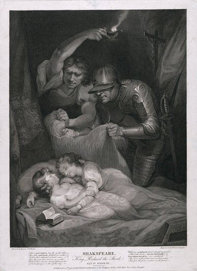 الملك ريتشارد الثالث: الفصل الرابع ، المشهد الثالث مقتل الأمراء في حانة البرج. 1790. بواسطة جيمس نورثكوت