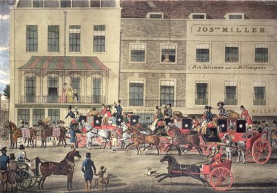 رسائل West Country في Gloucester Coffee House ، Piccadilly ، محفورة بواسطة C. Rosenberg ، 1828 بواسطة جيمس بولارد