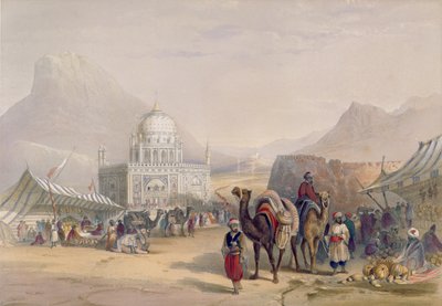 معبد "أحمد شاه" ، ملك أفغانستان ، قندهار ، اللوحة 27 من "المشهد ، سكان وأزياء أفغانستان" ، نقشها روبرت كاريك (1829-1904) 1848 بواسطة جيمس راتراي