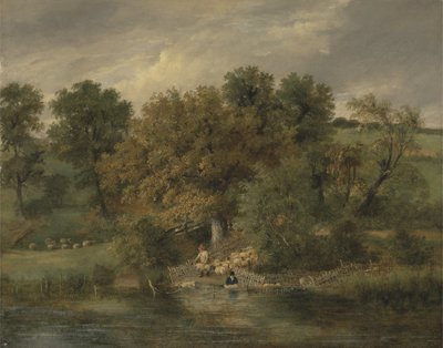 غسل الأغنام في بوستويك جروف ، نورويتش ، حوالي عام 1822 (زيت على لوح) بواسطة جيمس ستارك