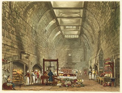 المطبخ القديم ، قلعة وندسور ، منقوش بقلم ويليام جيمس بينيت (1787-1844) من "تاريخ المساكن الملكية" بقلم ويليام هنري باين (1769-1843). 1818 بواسطة جيمس ستيفانوف