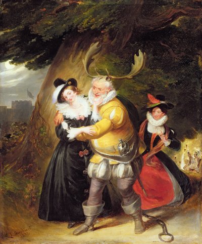 Falstaff في بلوط Herne من The Merry Wives of Windsor ، Act V ، Scene V ، 1832 بواسطة جيمس ستيفانوف