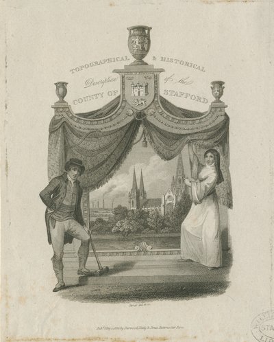 كاتدرائية Lichfield - المنظر الجنوبي الغربي: engraving، nd [c 1820] بواسطة جيمس ستورر