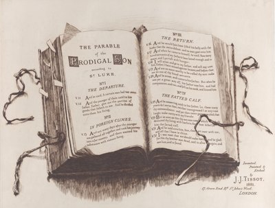 مثل الابن الضال: واجهة الكتاب ، 1882. بواسطة جيمس تيسو