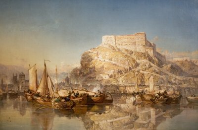 مدينة وحصن هوي على نهر ميوز ، 1880 بواسطة جيمس ويب