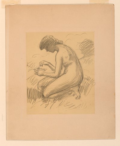 رابض أنثى عارية بواسطة James Wells Champney