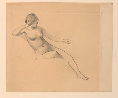 أنثى جالسة عارية بواسطة James Wells Champney