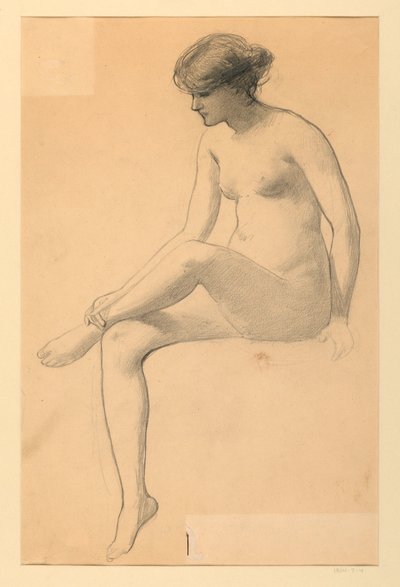 أنثى جالسة عارية بواسطة James Wells Champney