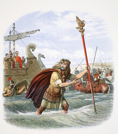 حامل اللواء الروماني للفيلق العاشر يهبط في بريطانيا ، 55BC 1864. بواسطة جيمس ويليام إدموند دويل