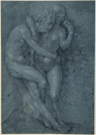Adam and Eve (pen & black ink with white bodycolour on paper) بواسطة يناير (1472 - 1533) جوسارت