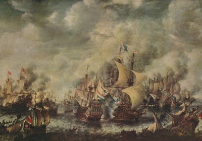 معركة بحرية بين الإنجليز والهولنديين قبالة تير هايد ، أغسطس 1653 ، 1914. بواسطة جان أبراهامز. معدلات البيرة