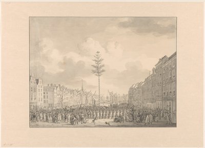 Freedom Tree on the Grote Markt في روتردام ، 1795 بواسطة ديرك لانجينديك (رفض الإسناد)