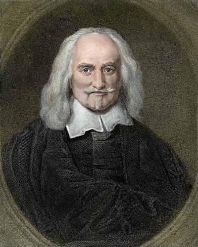 صورة للفيلسوف الإنجليزي توماس هوبز (1588-1679). النقش الملون في القرن التاسع عشر. بواسطة جان بابتيست (بعد) جاسبرز