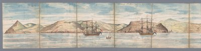 منظر لسانت هيلينا جزيرة سانت هيلانة رسمها فان دي ري في 31 مارس 1787 (العنوان على الجسم) بواسطة جان برانديز