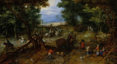 طريق وودلاند مع المسافرين ، 1607. بواسطة جان بروغل الأكبر