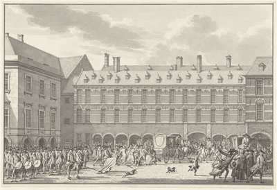 اضطرابات أثناء قيادة نواب دوردريخت عبر Stadhouderspoort في Binnenhof ، 1786 بواسطة Jan Bulthuis