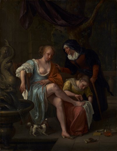 بثشبع بعد الحمام ، حوالي 1670-5 (زيت على لوح) بواسطة جان هافيكز. ستين