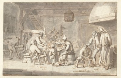 مشهد الحانة مع مشغلات البطاقات بواسطة Jan Havicksz. Steen