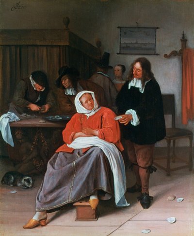 رجل يقدم محار لامرأة ، c1660-1665 بواسطة جان هافكسزون ستين