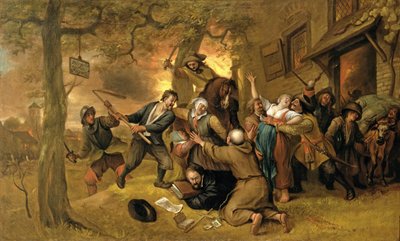 الفلاحون والجنود خارج الحانة - رمزية الاغتصاب في هولندا بواسطة جان هافكسزون ستين