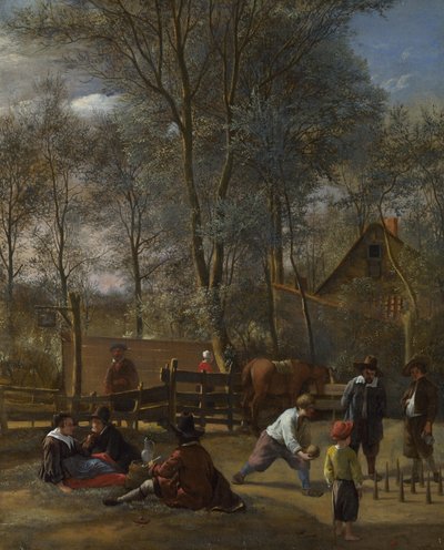 لاعبون سكيتل خارج نزل ، ج .1660-63 بواسطة جان هافكسزون ستين