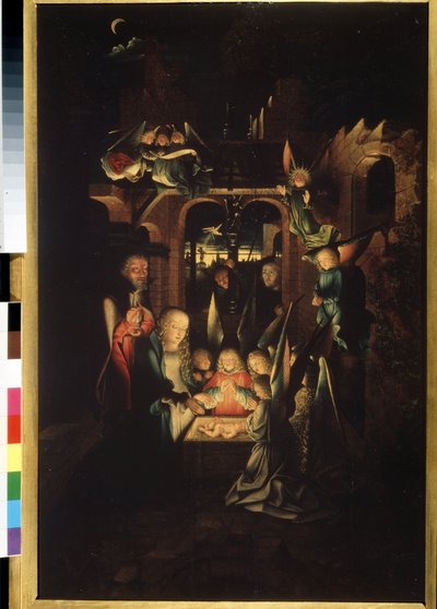 "" الميلاد "(ميلاد المسيح (الليلة المقدسة)) لوحة رسمها جان جويست (حوالي 1460-1519) متحف بوشكين في القرن السادس عشر ، موسكو بواسطة جان جويست فان كالكار