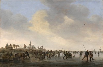 "" التزلج على Merwede بالقرب من Dordrecht في هولندا "" (التزلج على Merwede بالقرب من Dordrecht) لوحة رسمها Jan Josefsz van Goyen (1596-1656) بواسطة جان جوزيفز فان جوين