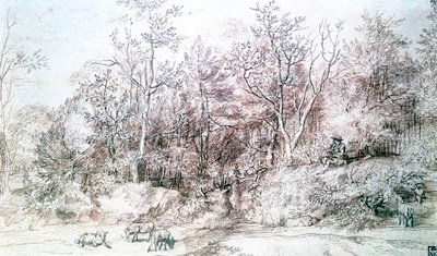 منظر طبيعي مع شخص يلعب الناي ، c1627-1674 بواسطة جان ليفينز