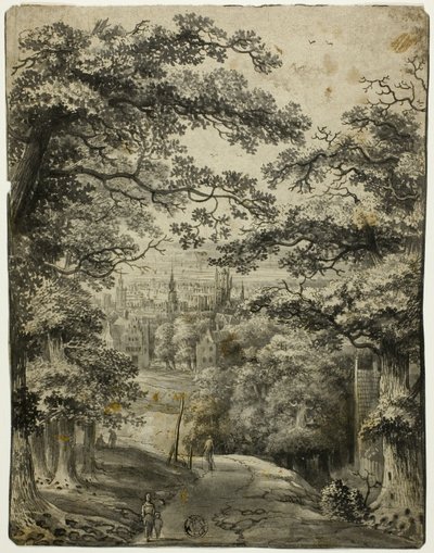 منظر للمدينة من الطريق على التل بواسطة جان لوتين