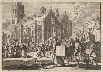 يجلب سكان Spiers بحسن نية أثاثهم إلى Dom حيث يتم حرقهم من قبل الجنرال الفرنسي Monclar ، 1689 بواسطة بيتر فان دير آأ (الأول)