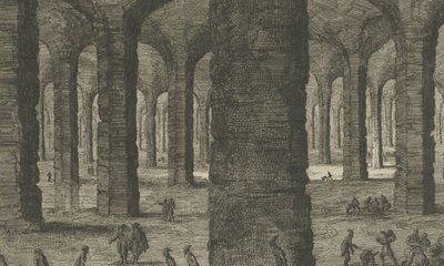 محاجر الحجر الجيري تحت Sint-Pietersberg St Pieters Bergh بالقرب من Mastricht ، كما يظهر تحت Aerde (العنوان على الجسم) بواسطة جان كلايس تن هورن