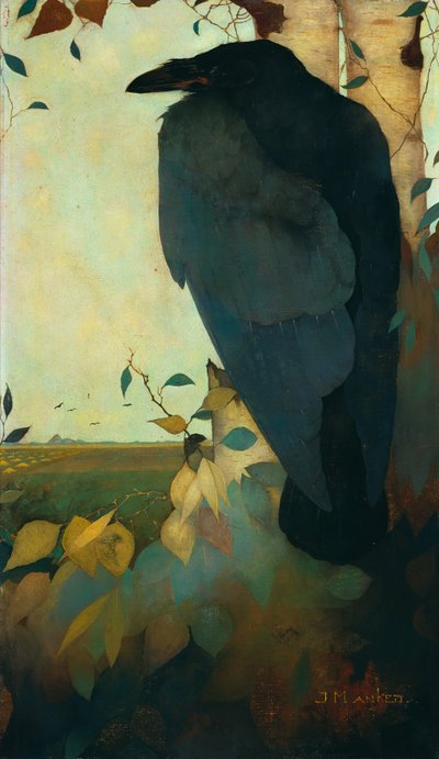 الغراب على شجرة البتولا بواسطة Jan Mankes