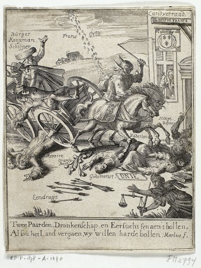 رسم كاريكاتوري للتوجه الفرنسي المزعوم لأمستردام ، 1690 بواسطة جان مارلويس