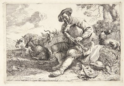 الراعي مع مزمار القربة بواسطة Jan Miel