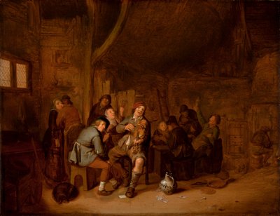 شخصيات تدخن وتعزف الموسيقى في نزل ، حوالي عام 1640 (زيت على لوح) بواسطة جان مانس مولينير