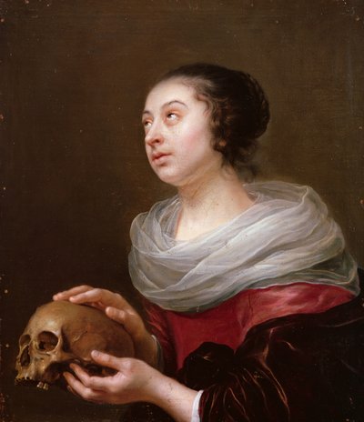 امرأة شابة تحمل جمجمة ، 1640s بواسطة Jan Olis