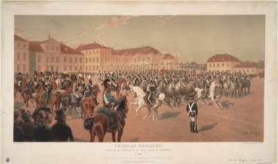 الدوق الأكبر قسطنطين بافلوفيتش من روسيا في مراجعة الفرسان في ساحة ساكسون في وارسو ، 1824 بواسطة جان روزين