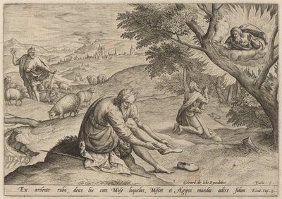 ظهور الله لموسى بواسطة Jan Sadeler I, after Maarten van Cleef