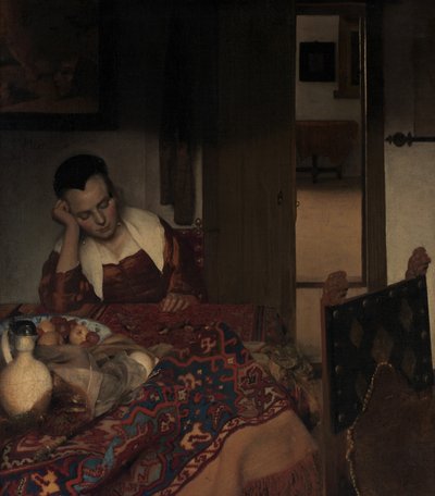 خادمة نائمة ، كاليفورنيا. 1656-57. بواسطة جون فيرمير