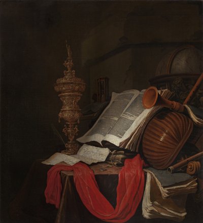 لا تزال الحياة مع الآلات الموسيقية والكتب Vanitas بواسطة جان فيرميولين