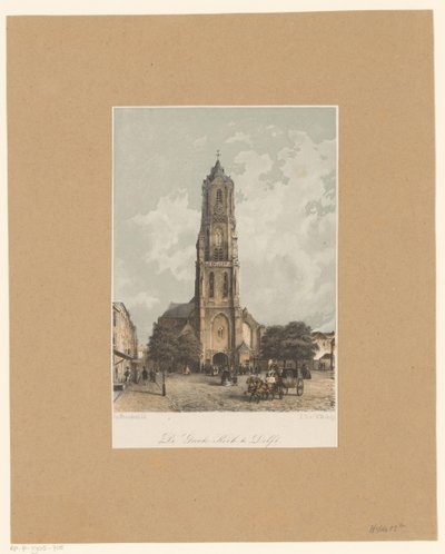 منظر للكنيسة الجديدة في ديلفت The Groote Church in Delft (العنوان على الكائن) بواسطة الملكية الهولندية Steendrukkerij van CW Mieling
