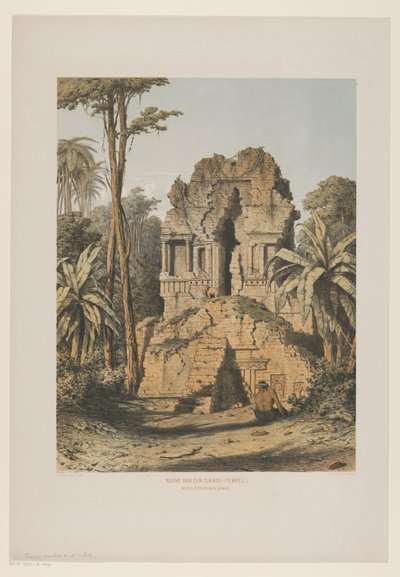 خراب معبد في بانجيل خراب Tjandi (معبد) في حديقة الفلفل في Bangil (العنوان على الكائن) بواسطة الملكية الهولندية Steendrukkerij van CW Mieling