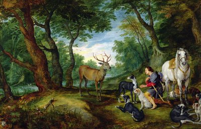 رؤية القديس هوبرت ، حوالي 1620 بواسطة جان وروبنز ، PP Brueghel