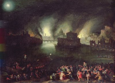 اينيس ينقذ Anchises من كيس طروادة (زيت على النحاس) بواسطة جان الأكبر بروغل